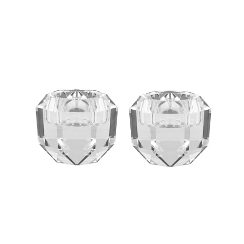 Kitcom Crystal Tealight Candle Holders Pack of 2 for Party Dinner Table Home Decor Hand Cut W2.7'' X H2.3'', Comes with Gift Box - size: W2.7''×H2.3''