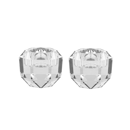 Kitcom Crystal Tealight Candle Holders Pack of 2 for Party Dinner Table Home Decor Hand Cut W2.7'' X H2.3'', Comes with Gift Box - size: W2.7''×H2.3''