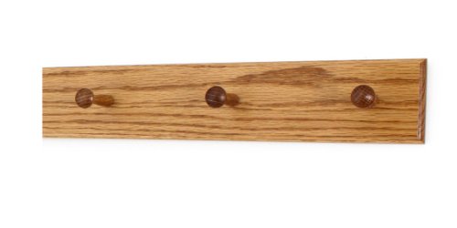 Solid Oak Shaker Peg Rack Made in The USA - Golden Oak Stain Stain 18 x 3.5 Inches with 3 Pegs - color: Golden Oak, size: 18" x 3.5" with 3 pegs