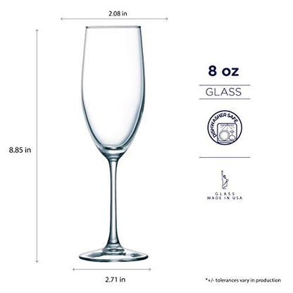 Arc International Luminarc Cachet 8 Ounce Champagne Flute, Set Of 4, glass, Clear - size: 8 oz (Set of 4), style: Ecommerce Packaging