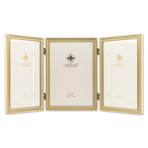 Lawrence Frames Bead Border Design, 5x7 Triple, Satin Gold - color: Satin Gold, size: 5 Inches X 7 Inches, Triple