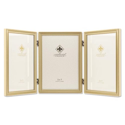Lawrence Frames Bead Border Design, 5x7 Triple, Satin Gold - color: Satin Gold, size: 5 Inches X 7 Inches, Triple