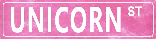 Vintage Unicorn St Wall Vintage Metal Tin Sign 4x16 in Distressed Girls Pink Retro Decor for Home Garage Cafe Bar Indoor/Outdoor Multi-Purpose Holiday Decoration - color: Unicorn St