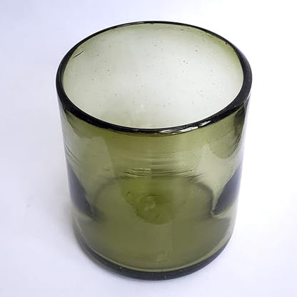 Solid Olive Green 9 oz Short Tumblers (set of 6), Recycled Glass, Lead-free, Toxin-Free (9oz Tumbler) - color: Olive Green, size: 9 oz