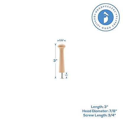Woodpeckers Screw on Wooden Shaker Pegs 3-1/2-inch w/ 1/2-inch Tenon, Pack of 25 Wooden Wall Hooks, Wood Hooks for Hanging Shaker Peg Rail and DIY Coat/Hat/Towel Hook - color: Pack of 25, size: 3-1/2 Inch Screw-On