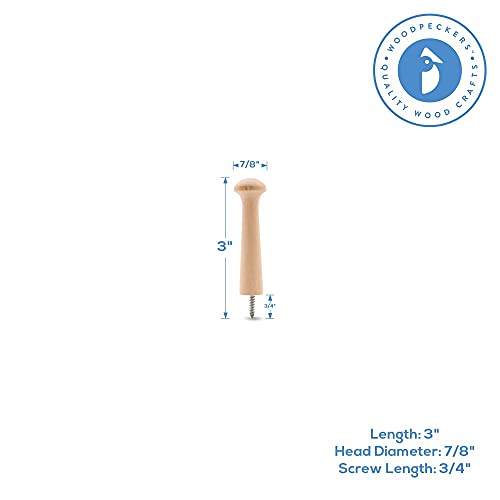 Woodpeckers Screw on Wooden Shaker Pegs 3-1/2-inch w/ 1/2-inch Tenon, Pack of 10 Wooden Wall Hooks, Wood Hooks for Hanging Shaker Peg Rail and DIY Coat/Hat/Towel Hook - color: Pack of 10, size: 3-1/2 Inch Screw-On
