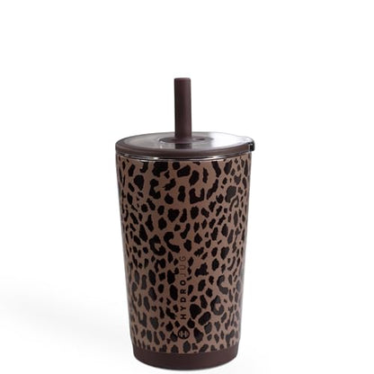 HydroJug Everyday Tumbler 14 oz, Ceramic-Lined Straw Cup, Brown Leopard - color: Brown Leopard, size: 14 Ounces