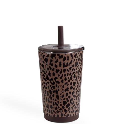 HydroJug Everyday Tumbler 14 oz, Ceramic-Lined Straw Cup, Brown Leopard - color: Brown Leopard, size: 14 Ounces