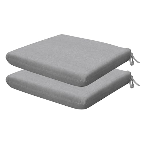 Honeycomb Outdoor Heritage Set of 2 Seat Pads for Patio Furniture, 16 x 16 | Textured Solid Platinum Grey Dining Chair Cushions, Water & Fade Resistant, Reversible Design for Indoor/Outdoor Seating - color: Textured Solid Platinum Grey, size: 16 x 16