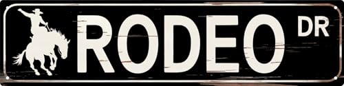 Rodeo Dr Metal Tin Sign 4x16 in Vintage Plaque For Home Restaurant Bar Cafe Garage Gift for Lovers Decor - color: Rodeo