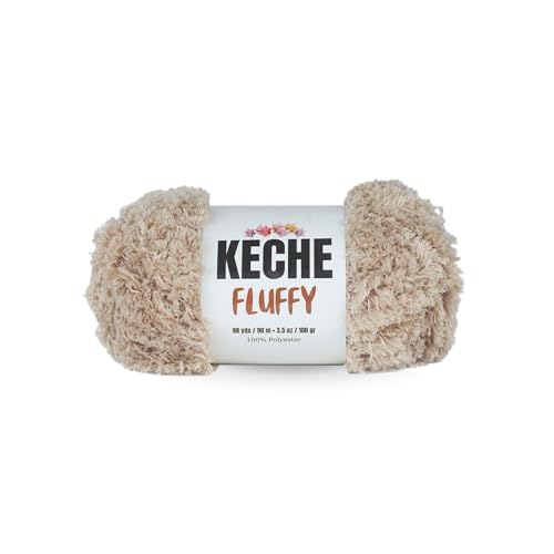 KECHE Fluffy Bulky Yarn – Super Soft Chunky Fuzzy Blanket Weight # 5 Yarn for Knitting Crocheting Crafting 3.5 oz (100 gr) 98 Yds (90 m) - Camel - color: Camel, size: 1 SKEIN