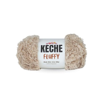 KECHE Fluffy Bulky Yarn – Super Soft Chunky Fuzzy Blanket Weight # 5 Yarn for Knitting Crocheting Crafting 3.5 oz (100 gr) 98 Yds (90 m) - Camel - color: Camel, size: 1 SKEIN