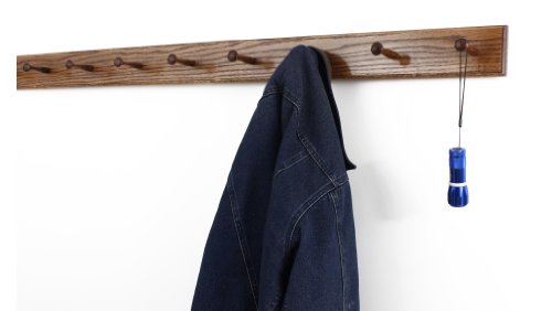 Solid Oak Shaker Peg Rack Made in The USA - Chestnut Stain 29 x 3.5 Inches with 5 Pegs - color: Chestnut, size: 29" x 3.5" with 5 pegs