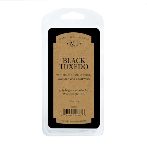 Manly Indulgence Black Tuxedo Scented Wax Melts, Wax Melt Warmer Cubes, Long Lasting Scented Wax Warmer Cubes, 4 Pack, 6 Cubes Each - Made in The USA - size: Wax Melt - Pack of 4