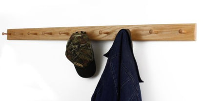 Solid Oak Shaker Peg Rack Made in The USA - Natural Stain 29 x 3.5 Inches with 5 Pegs - color: Natural, size: 29" x 3.5" with 5 pegs