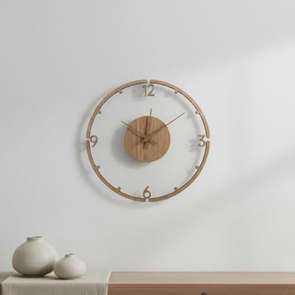 Clock Minimalist Wall Clock Decorative Clock Timepiece with Wood Grain Dial Acrylic Layer and Three Hands Suitable for Living Rooms bedrooms Work Areas entryways