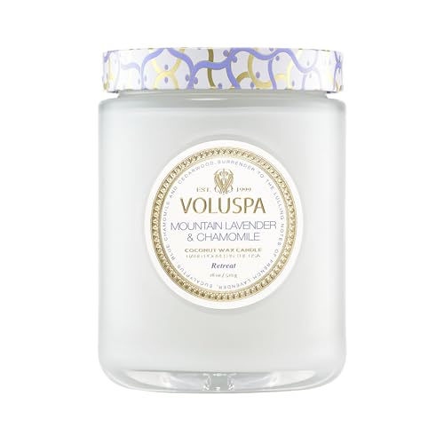 Voluspa Mountain Lavender Chamomile Candle Jar, 18 oz | Coconut Wax Blend, 100 Hour Burn Time, Scented Candles for Home, Poured in the USA - color: 25 - Mountain Lavender & Chamomile