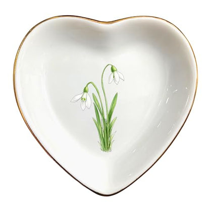 Birth Month Flower Ring Jewelry Dish Tray-Floral Ring Holder for Hippie,Nature,Pace-Birthday Gifts for Mom,Mother-in-law,Step Mom,Aunt,Grandma,Sister,Friends (1 - January (Snowdrop)) - style: 1 - January (Snowdrop)
