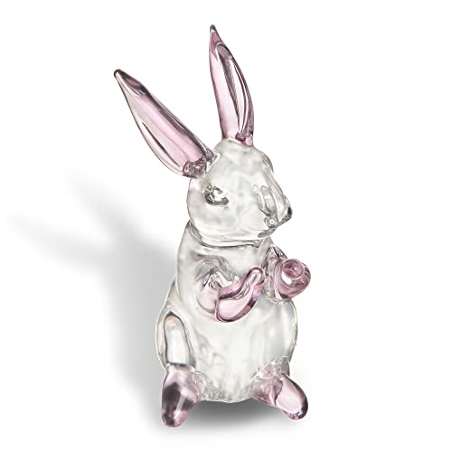 3.5'' Crystal Rabbit Figurine Collectibles Spring Easter Bunny Decorations | Small,Art Glass Animal Statues Paperweight Easter Christmas Whimsical Home Decor Creative Gift - style: Pink Rabbit