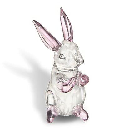 3.5'' Crystal Rabbit Figurine Collectibles Spring Easter Bunny Decorations | Small,Art Glass Animal Statues Paperweight Easter Christmas Whimsical Home Decor Creative Gift - style: Pink Rabbit