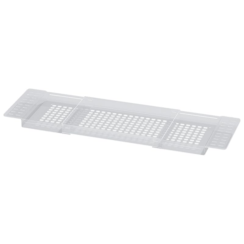 NexYongS Expandable Bathtub Caddy Tray, Clear Plastic, Mesh Design, Adjustable Bath Organizer (56-80cm Long)