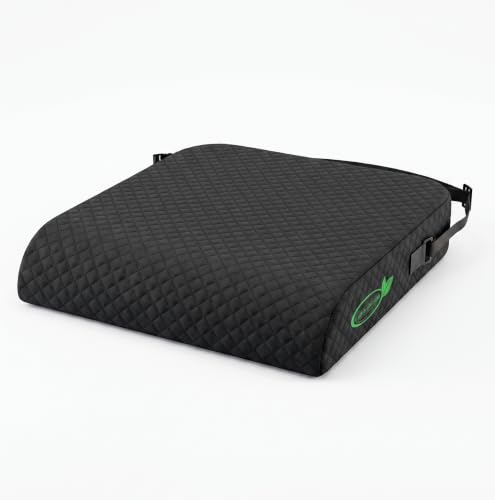 Extra Large Wheelchair Seat Cushion - for Sciatica and Lower Back Pain Relief, Anti-Slip, Removable Strap, Coccyx Pain Relief, 19” X 17” X 3” (Black) - color: Black