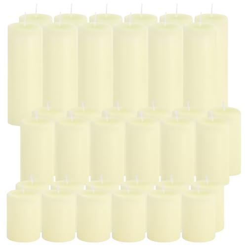 36 Pcs Ivory Pillar Candles Bulk Set，Hurricane Candles，3 Different Lengths 2 x 3/4/6 Inch (12 Each)，Dripless Unscented Smokeless，Gives You a Better Atmosphere When Organizing an Event Party. - color: 36 Flat-top, size: 2 x 3/4/6 Inch