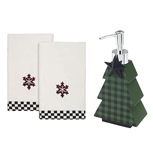 Avanti Linens - Bathroom Set, Resin Soap Dispenser & 2pc Fingertip Towels, Christmas Decorations (Tis The Season Collection) - size: 3pc Bathroom Set