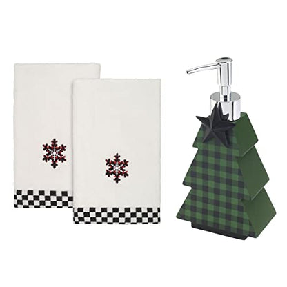 Avanti Linens - Bathroom Set, Resin Soap Dispenser & 2pc Fingertip Towels, Christmas Decorations (Tis The Season Collection) - size: 3pc Bathroom Set