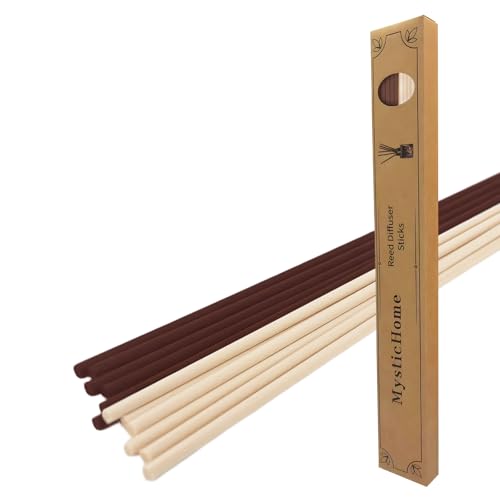 MYSTICHOME 20 PCS Fibre Reed Diffuser Sticks - Strong Scent for Large Rooms, Bathroom & Bedroom. Ideal Housewarming Gift, Coffee Table Decor, True+Black Set - color: True+black