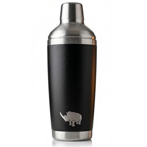 Vacuum Insulated Stainless Steel Cocktail Shaker 20oz | Double Wall Powder Coated Non-Slip Grip | Bar Mixer for Home Bar & Bourbon | Travel Mug Ready | Dishwasher Safe