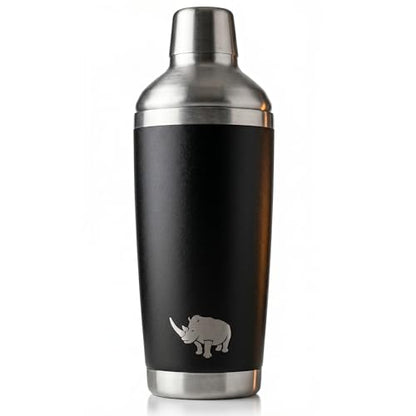 Vacuum Insulated Stainless Steel Cocktail Shaker 20oz | Double Wall Powder Coated Non-Slip Grip | Bar Mixer for Home Bar & Bourbon | Travel Mug Ready | Dishwasher Safe