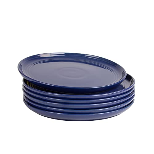 Double Line 10.5" Dinner Plate, Set of 6, Cobalt Blue - color: Cobalt Blue, size: Dinner Plate
