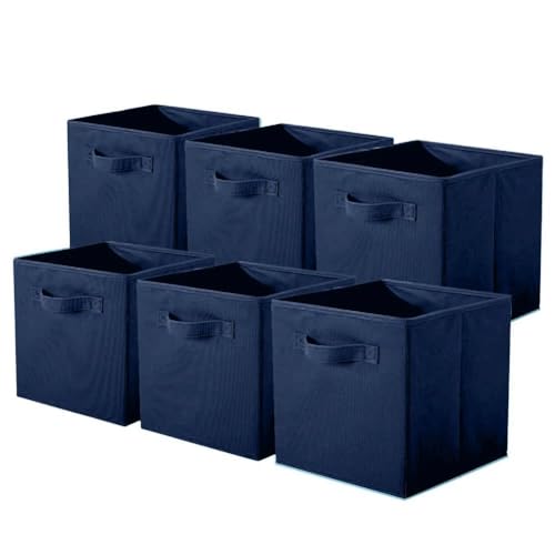 ShellKingdom Storage Bins, Foldable Fabric Storage Cubes And Cloth Storage | Storage Organizer For Closet And Toys, 10.5x10.5x11 INCH, 6 Pack (Dark Blue) - color: Dark Blue, size: 6
