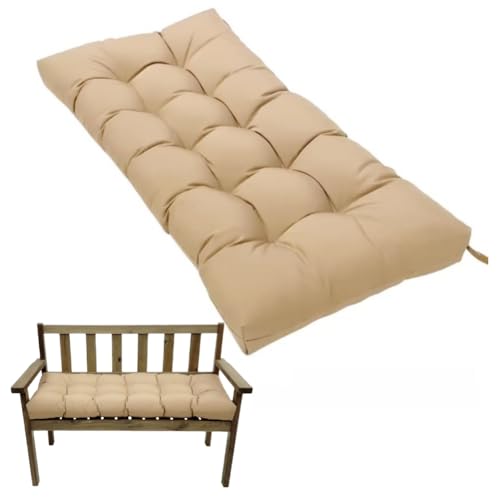 Waterproof Bench Cushions for Outdoor/Indoor Furniture,Tufted Patio Bench Seat Cushion, Swing Seat Cushion,Garden Loveseat Cushions,Waterproof Cushions for Lounger Garden (Khaki, 39.3x19.7in) - color: Khaki, size: 39.3x19.7in