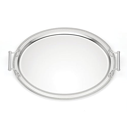 Reed & Barton Oval Silverplate Serving Tray with Handles | braided metal border | 13 x 17 inch | elegant entertaining or vanity decor, gift for women, vanity decor item - style: Oval