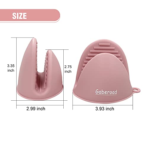 Thickened Mini Silicone Oven Mitts Heat Resistant as Hot Pot Holder, Baking Holder, Rubber Oven Gloves, Finger Pinch Grips, Potholder Mitts for Kitchen Cooking, 1 Pair, Macaron Pink - color: Pink