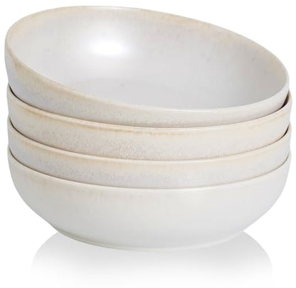 30oz Ceramic bowls set of 4-8" serving bowls for Kitchen,Pasta,Salad-Dishwasher & Microwave Safe Perfect for Housewarming, Thanksgiving, Christmas-Reactive Glaze Mixed White - color: Reactive Glaze Mixed White