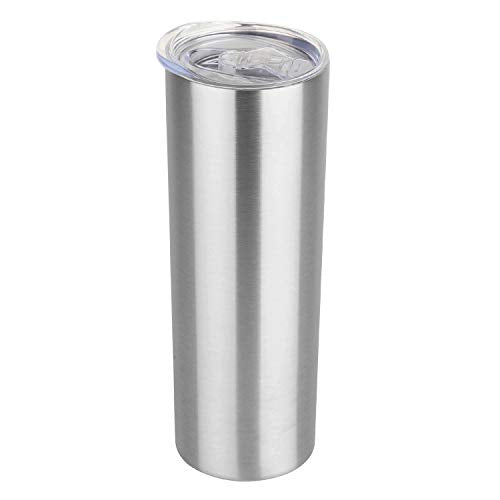 HASLE OUTFITTERS 20 oz Skinny Tumbler, Stainless Steel Insulated Slim Tumbler with Lid, Reusable Double Wall Travel Coffee Mug, Durable Powder Coated Travel Water Cup(Stainless Steel, 1) - color: Stainless Steel, size: 20 Ounces