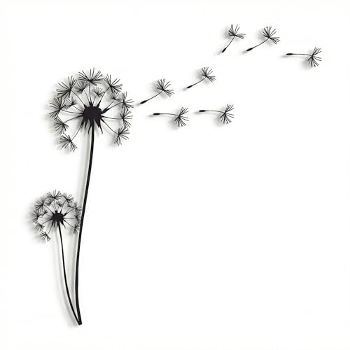 DEKADRON Metal Wall Art, Pusteblume with Flying Seeds, Metal Nature Decor, Patel with Dandelion Wall Hanging, Home Living Room Wall Art (18'' W X 46'' H 48x118cm) - size: 46"L x 18"W