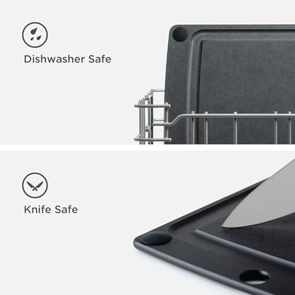 Epicurean All-In-One Cutting Board with Non-Slip Feet and Juice Groove - Non-toxic, Dishwasher Safe, Made in the USA, 11.5" x 9", Slate - color: Slate/Black, size: 11.5"L x 9"W