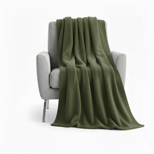 50x60 Throw Blankets, Ultra Soft Hypoallergenic Fleece Fall Throw Blanket for Livingroom, Couch, Chair, Bed, Olive Green - color: Hunter Green