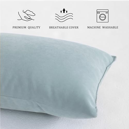 BEDSUM Toddler Pillows 13x18 Microfiber: Travel Inserts, 2 Pack, Sea Green | Soft brushed microfiber, 13x18 size, 2 pillow inserts, machine washable, lightweight for daycare, travel, and home use - color: Sea Green, size: 13x18 inches