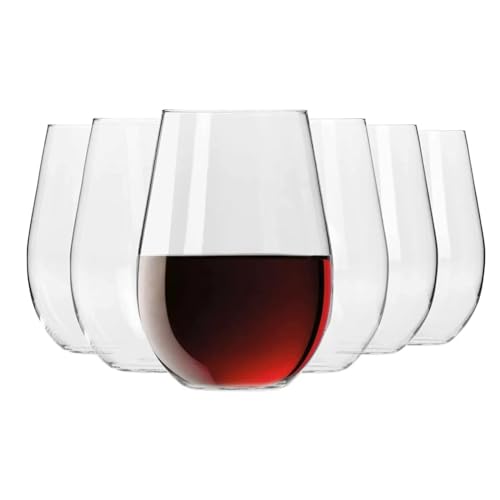 Krosno Wine Glasses Set of 6, 19.6 oz, Harmony Collection | White or Red Wine Set, Lead-Free Crystal Glassware, Drinking Glasses, Aperol Spritz Glases, Wedding Gift, Dishwasher Safe - style: Wine 19.6 oz (Set of 6)