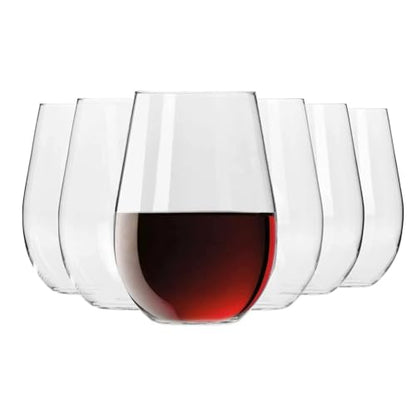 Krosno Wine Glasses Set of 6, 19.6 oz, Harmony Collection | White or Red Wine Set, Lead-Free Crystal Glassware, Drinking Glasses, Aperol Spritz Glases, Wedding Gift, Dishwasher Safe - style: Wine 19.6 oz (Set of 6)
