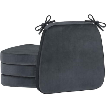 Kitchen Chair Pads, Charcoal Gray, 17"x16", Set of 4 | 2'' Thick Cooling Gel High-Density Foam, Non-Slip Bottom, Hidden Zipper, Removable Washable Cover, Suitable for Dining Chairs - color: Charcoal Gray, size: 4 Count (Pack of 1)