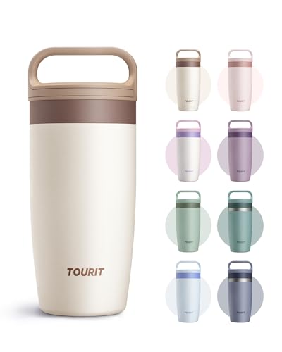 TOURIT Travel Coffee Mug 16 oz,Leakproof 2-Part Drink Lid Tumbler,Off-White | Coffee Tumbler Cup, Insulated Stainless Steel Travel Mug, Dishwasher Safe Reusable Water Bottle, BPA-Free Coffee Mug - color: Off-White