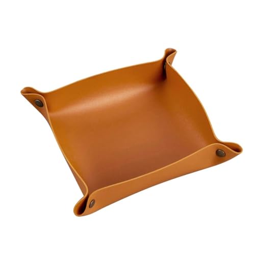 Key Tray Leather Key Holder Bowl for Entryway Table, Key Perfume Jewelry Dish Trays for Entryway Table Home Decoration Porch Ornaments PU Coin Change Watches and Candy Trays (Orange,Large) - color: Orange, size: Large