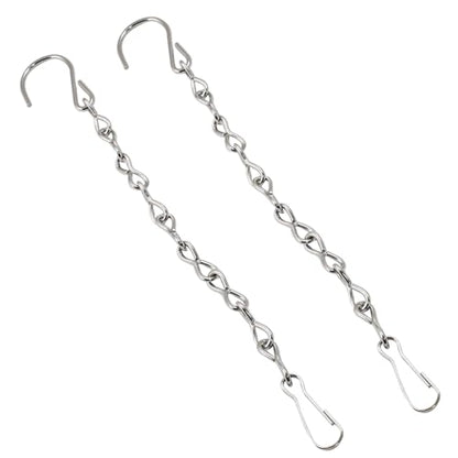 2 Pack 9.5 Inch Silver Hanging Chain Garden Plant | Metal Hanging Basket Chain, For Bird Feeders, Planters, Lanterns, Wind Chimes, Billboards, With Hooks