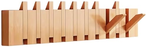 Wall Mounted Coat RackHooks Piano Key Hangers Natural Solid Wood Hanger Non-Woven Fabric Clothes Hangers for Closet, Kitchen, Bedroom, Bathroom, Entryway (Beech, 10 Hooks) - color: beech, size: 10 Hooks
